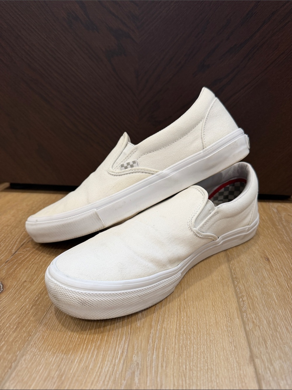 White Vans Pop Cush Slip-On Casual Skateboard Comfort Sneakers Size 12